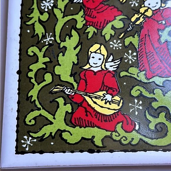 Vtg Holt-Howard Ceramic Tile Trivet/Hot Plate/Wall Hanger Angels/Instruments. - Picture 5 of 6